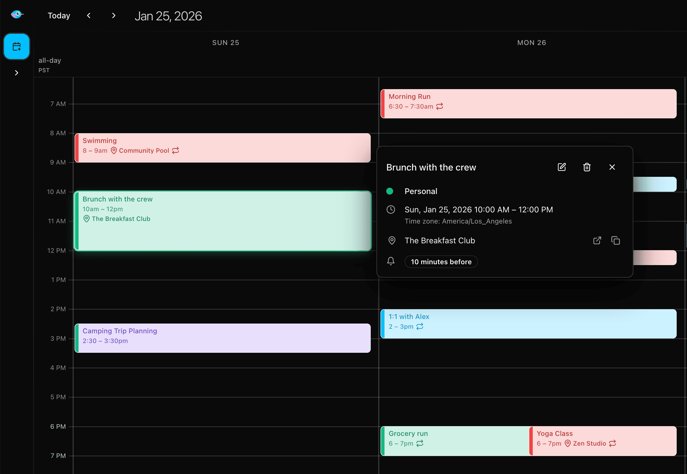 NimbleCal dark mode - beautiful dark theme