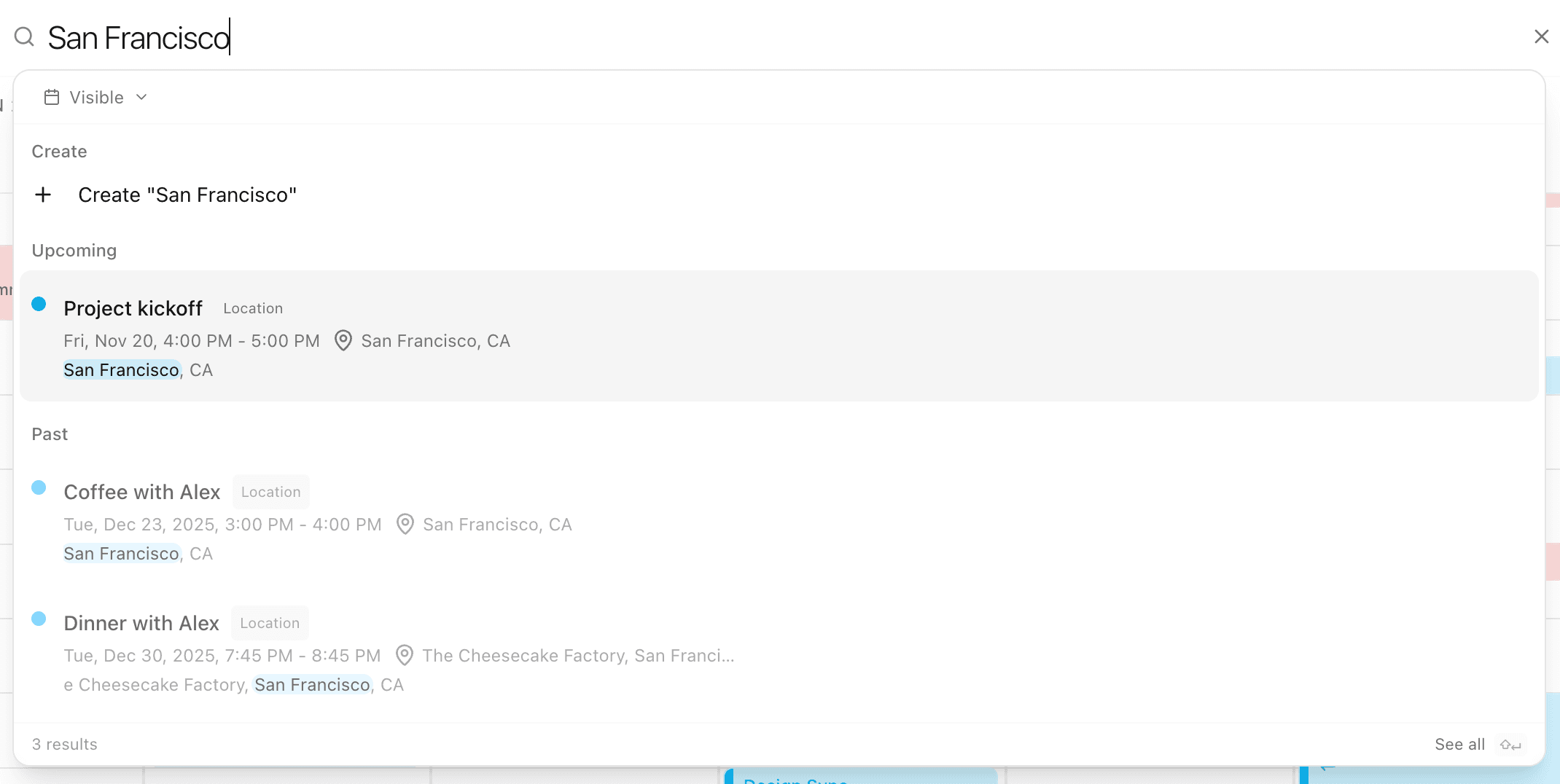 NimbleCal search - find events by location